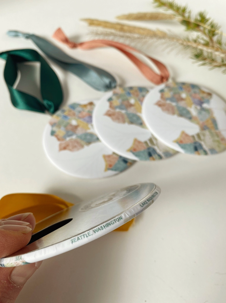 Seattle, WA Ornament: Neighborhoods Watercolor Map