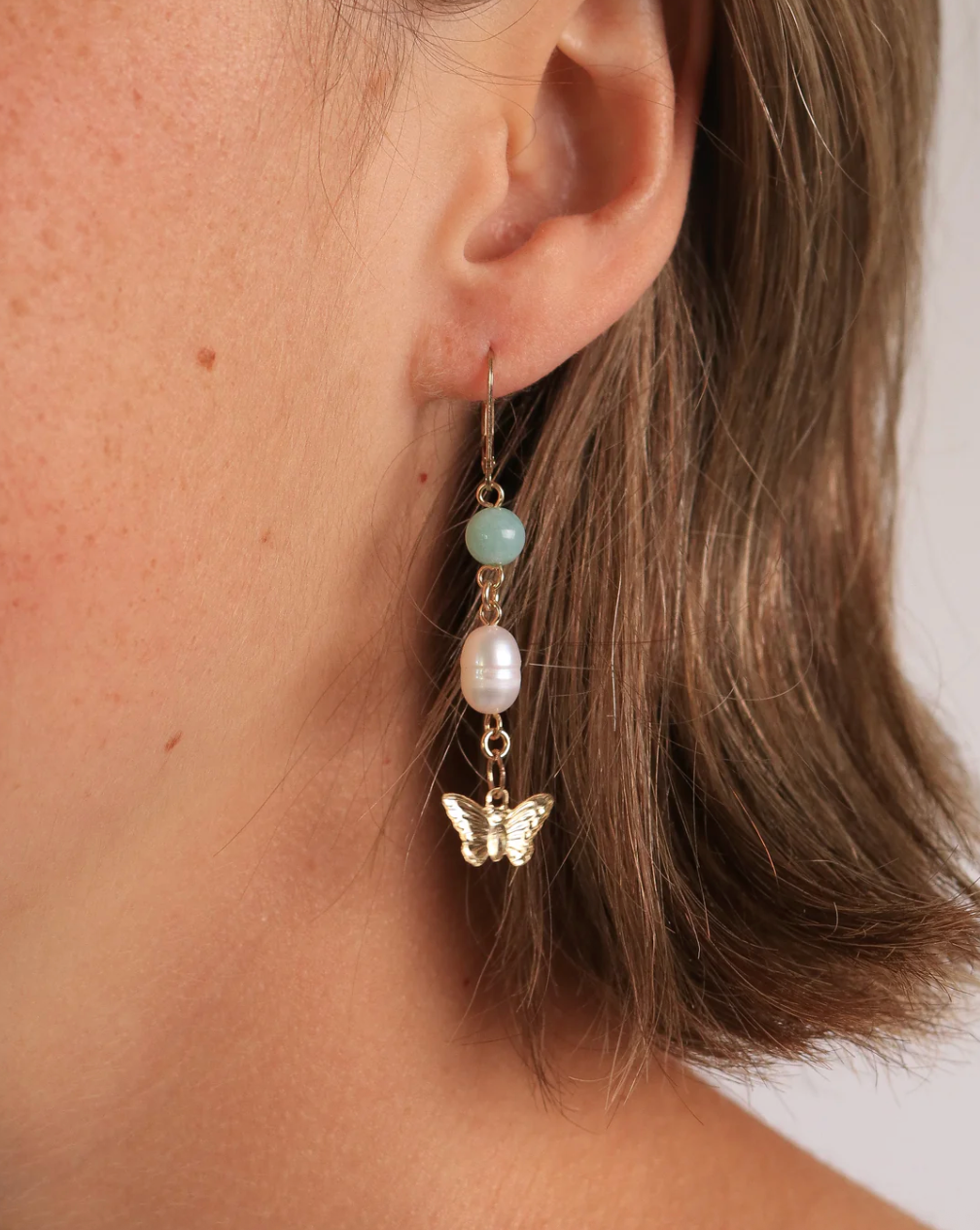 Jade Mariposa Pearl Earrings