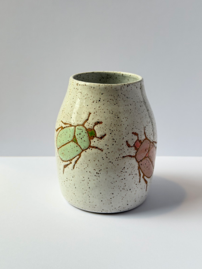 Green + Pink Bug Vase