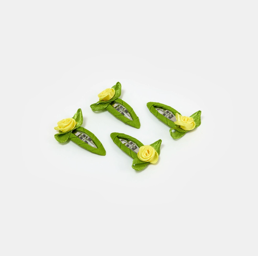 Rosette Snap Clips in Yellow