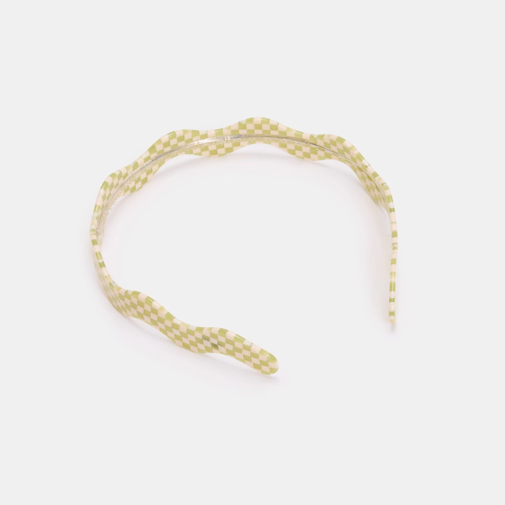 Wavy Headband in Olive Check