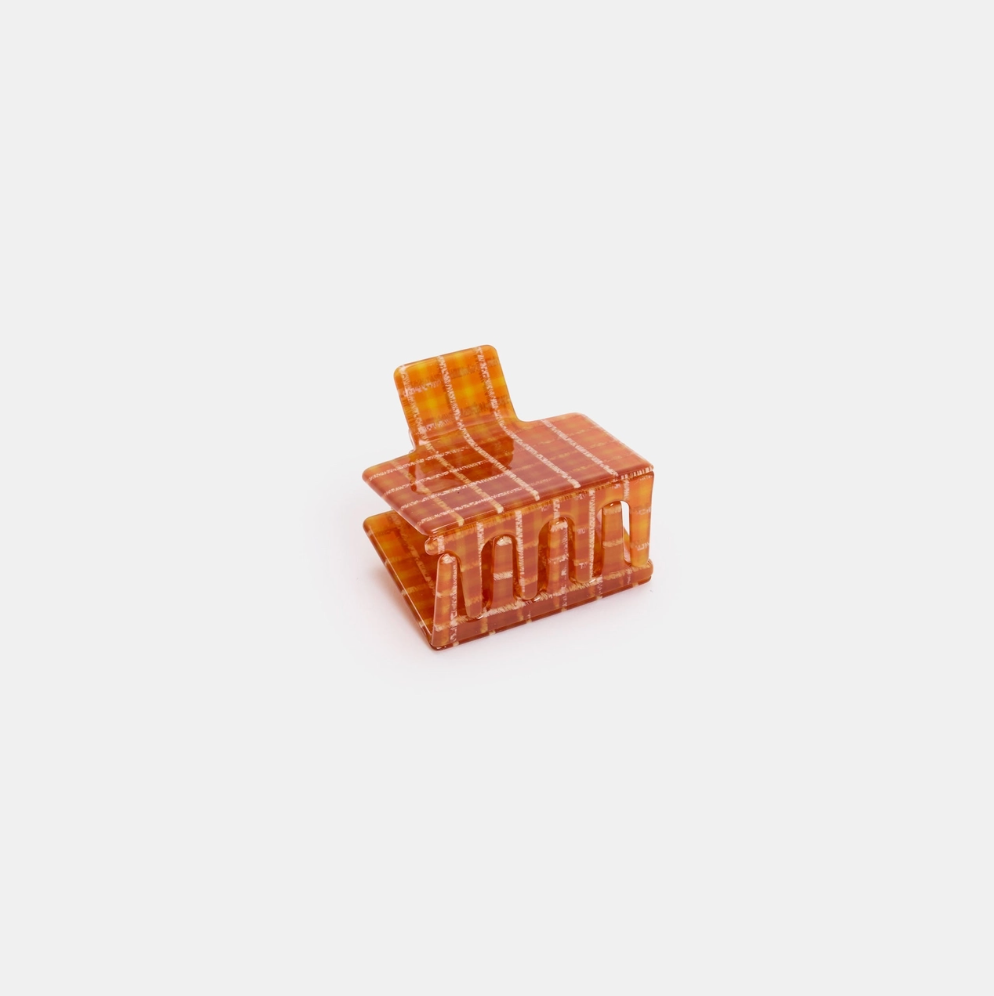 Midi Box Claw in Caramel Plaid