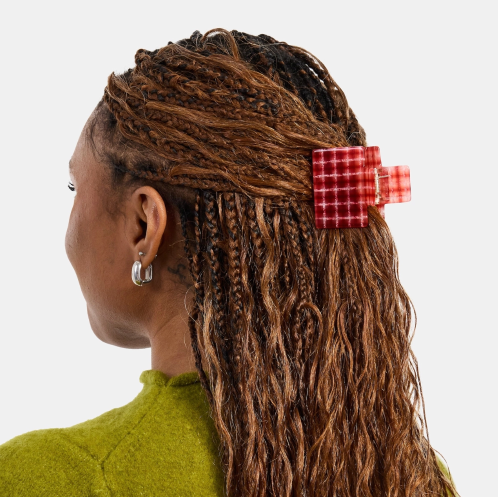 Midi Box Claw in Red Plaid