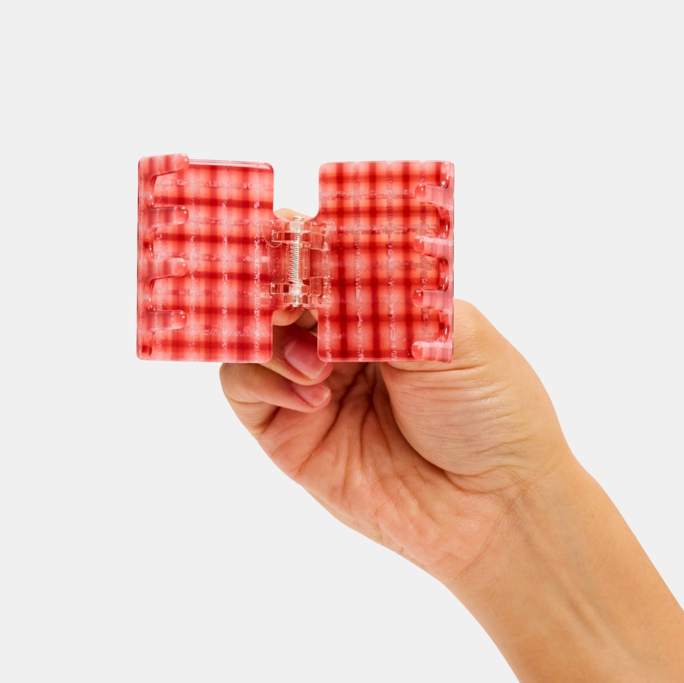 Midi Box Claw in Red Plaid