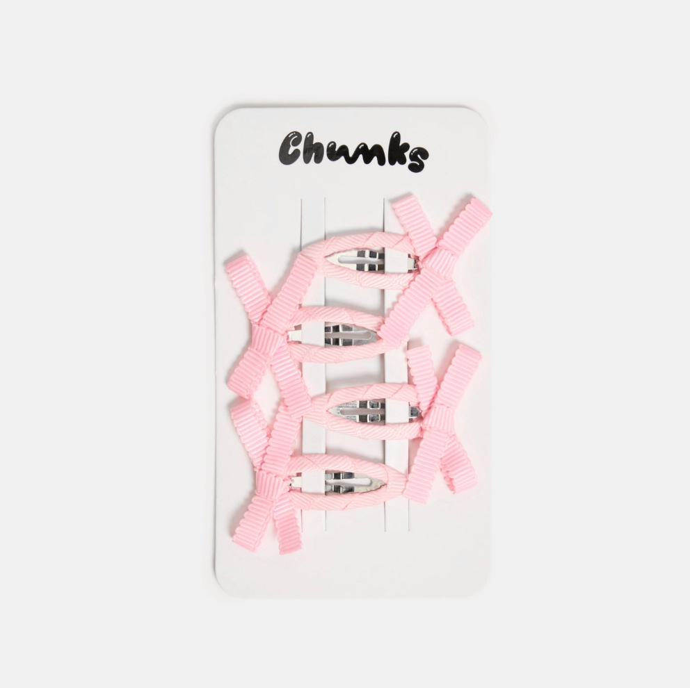 Bow Snap Clips in Blush