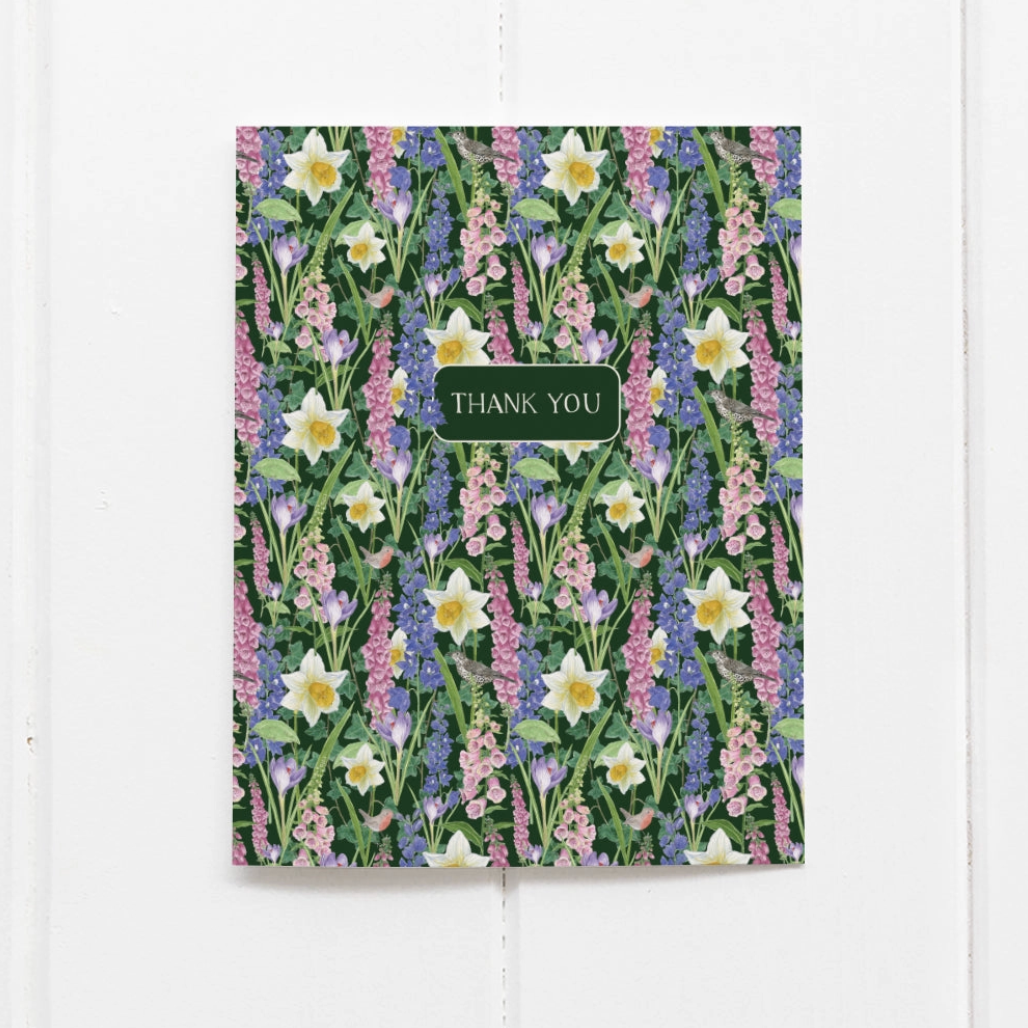 Spring Flowers Thank You Greeting Card