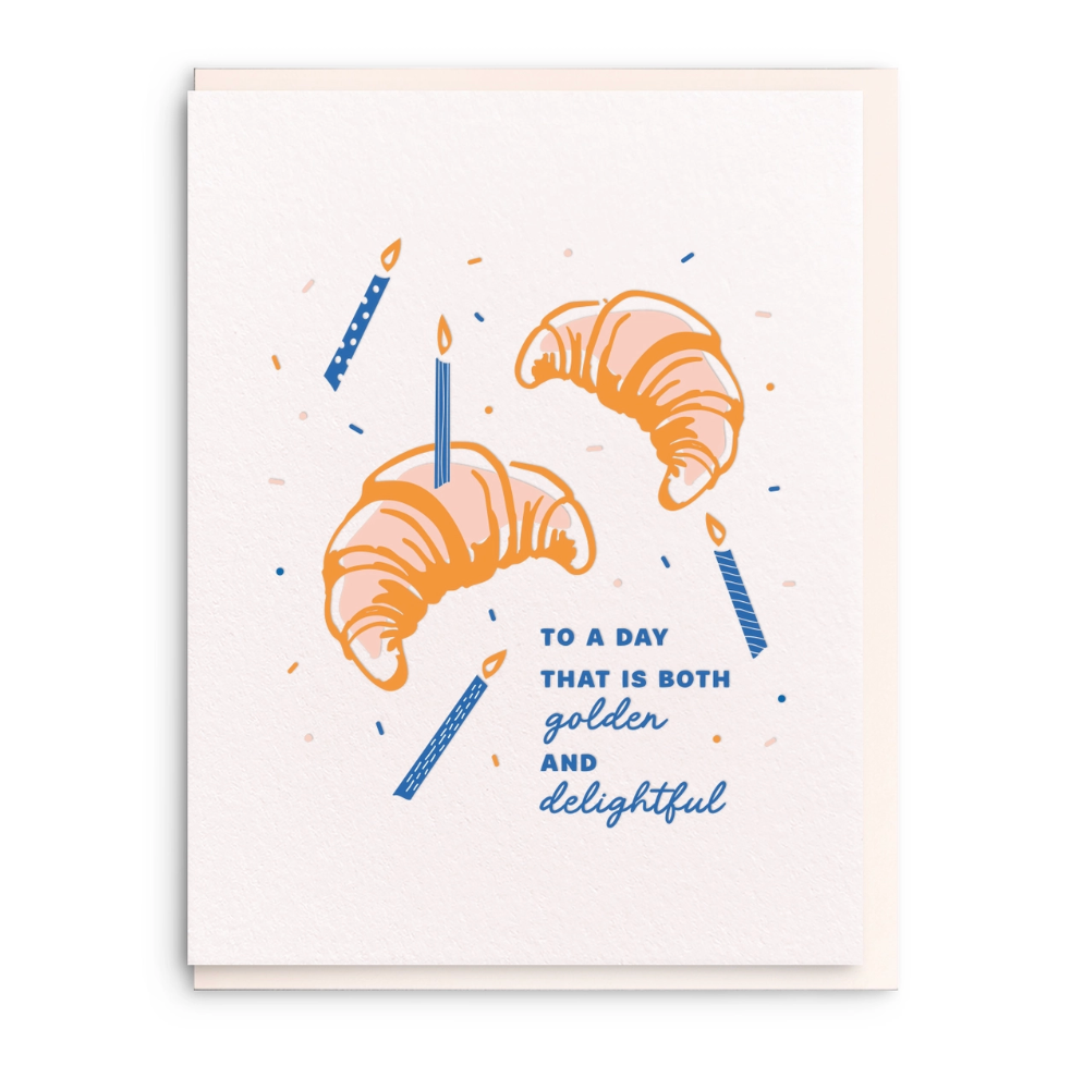 Golden Croissant Birthday Greeting Card