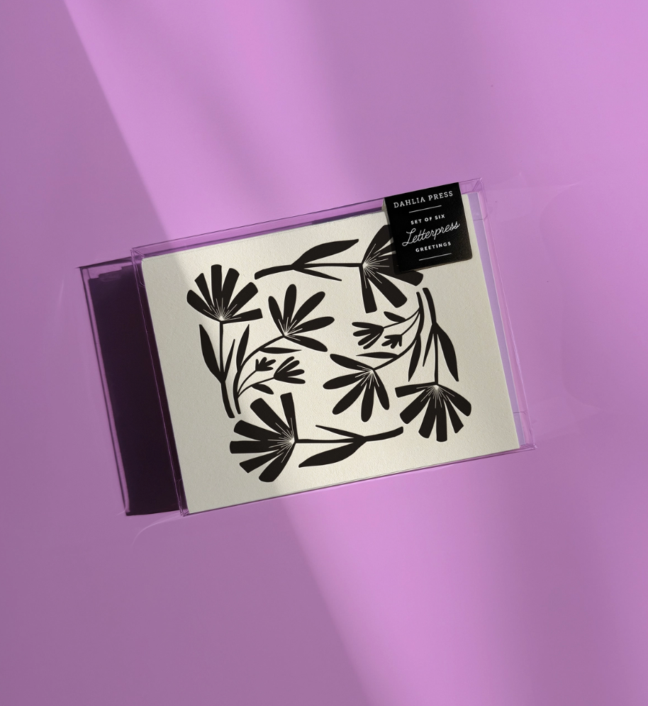 Floral Black and White Set of 6 Stationery