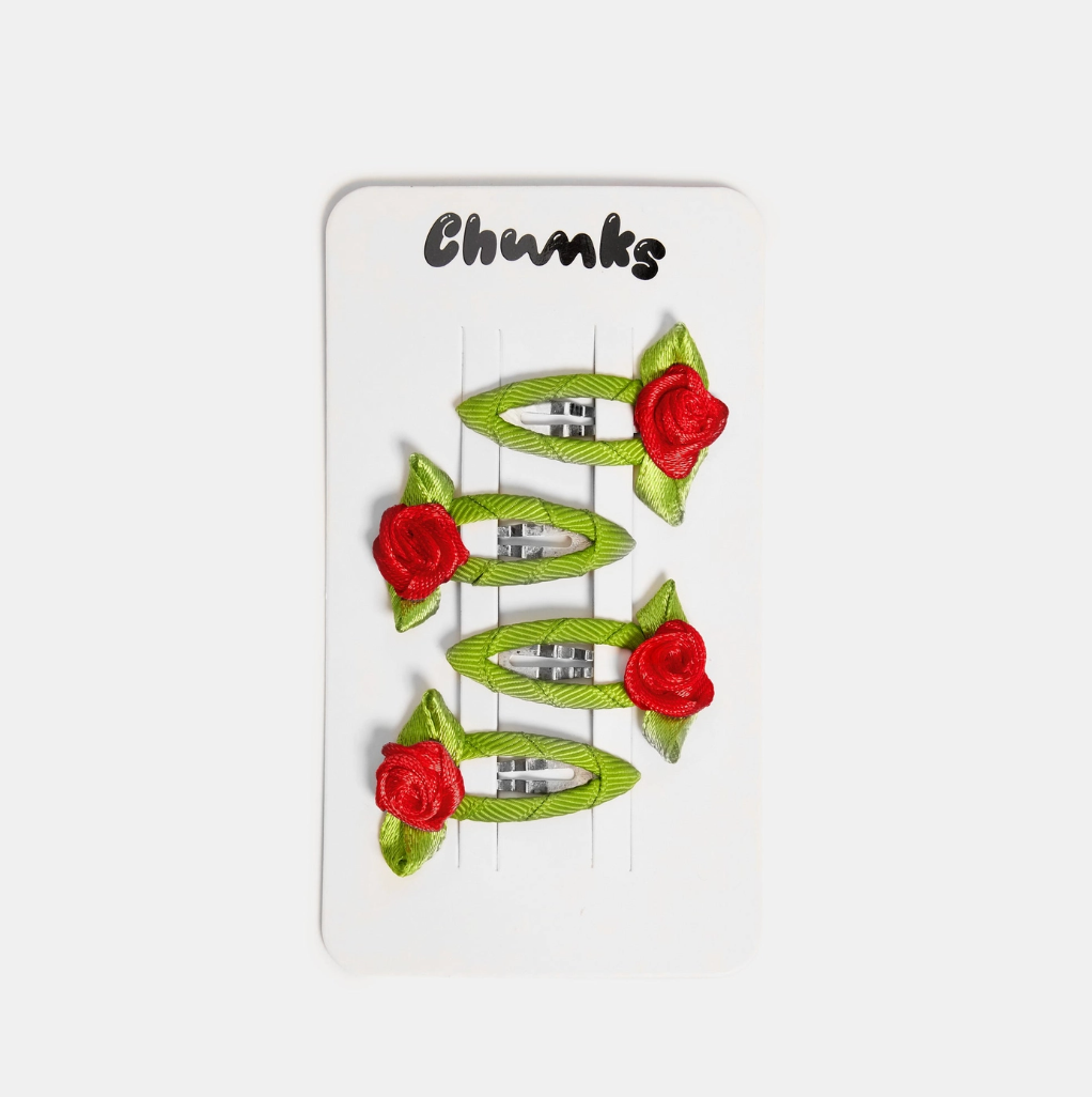 Rosette Snap Clips in Red