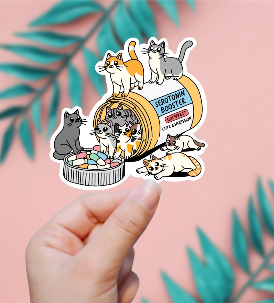 Cat Serotonin Booster Sticker