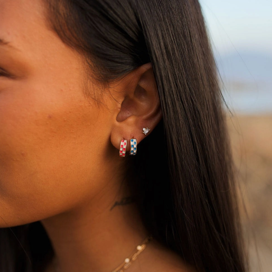 Pink & White Checkered Hoops