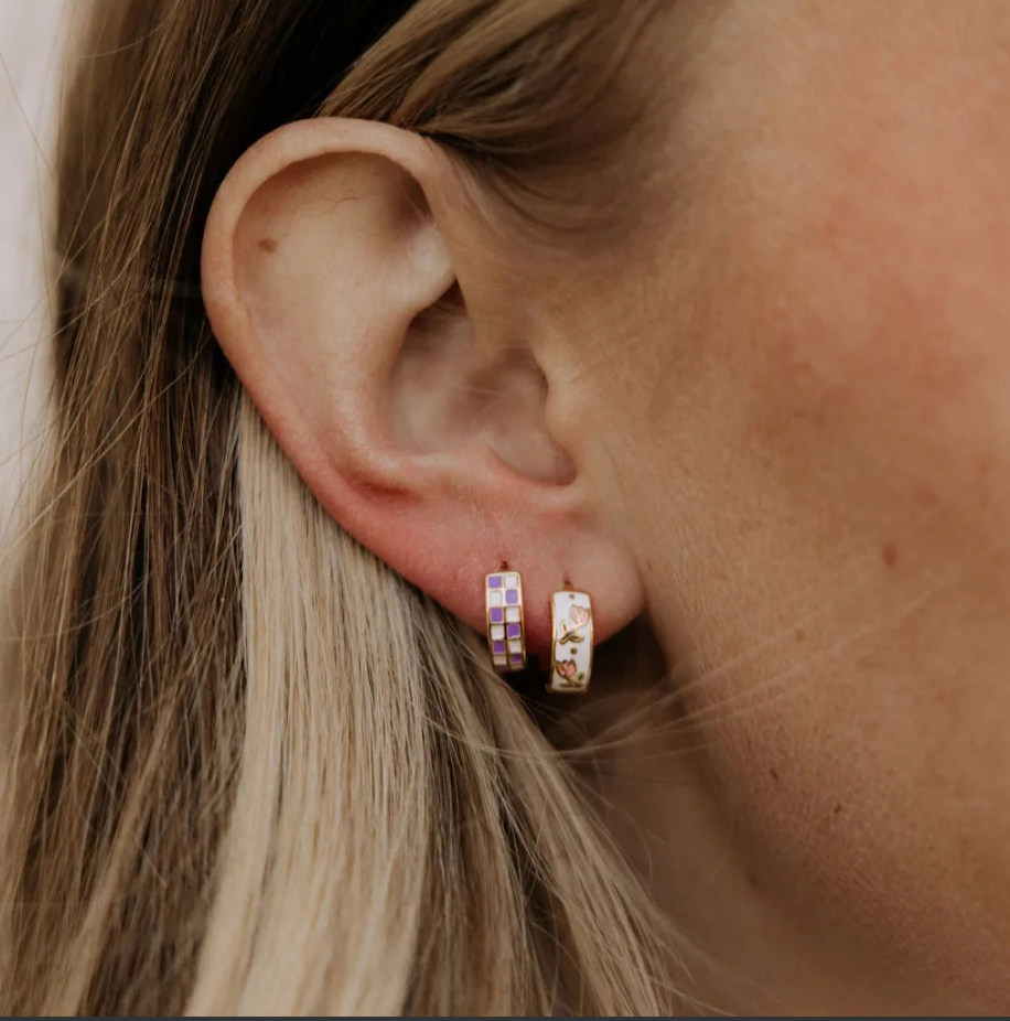 Purple & White Checkered Hoops