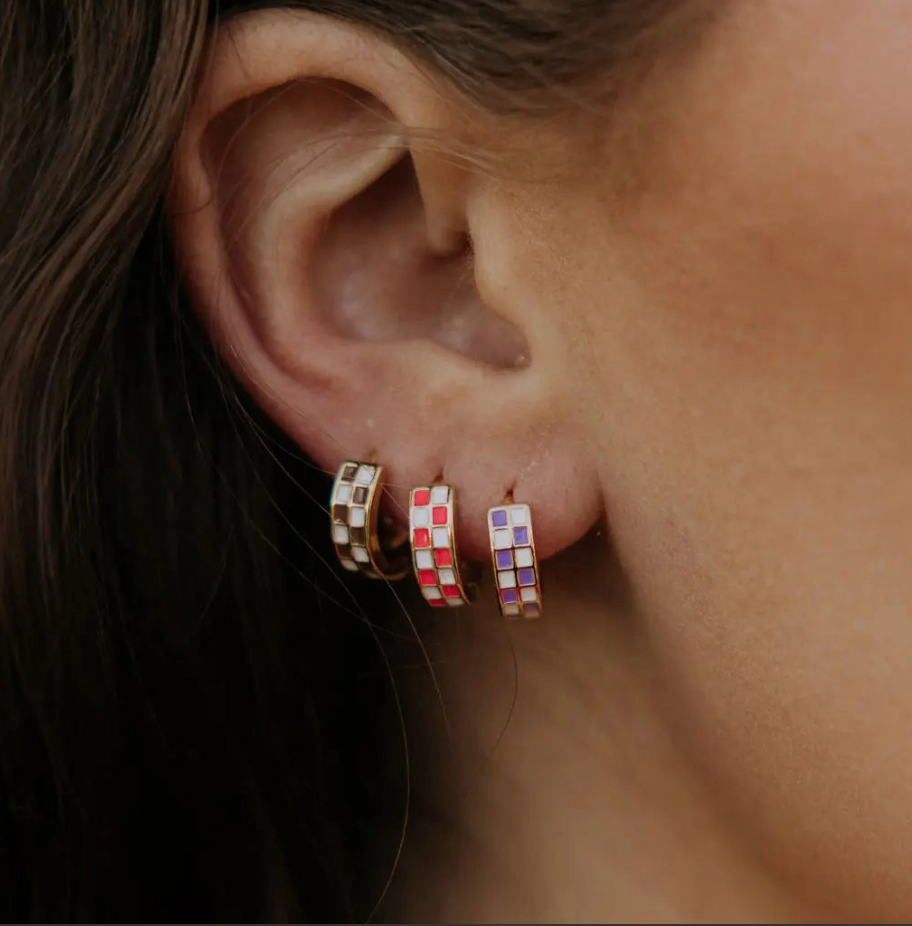 Purple & White Checkered Hoops
