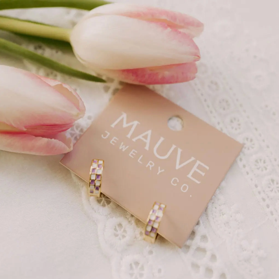 Purple & White Checkered Hoops