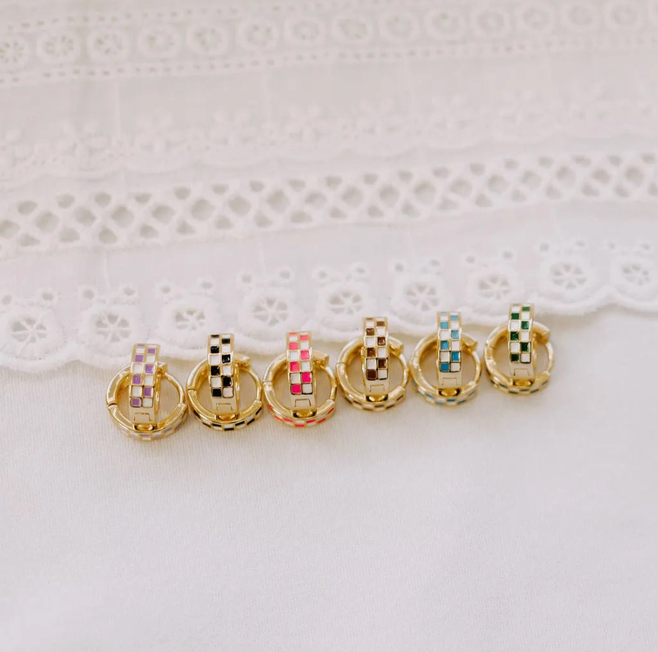 Purple & White Checkered Hoops