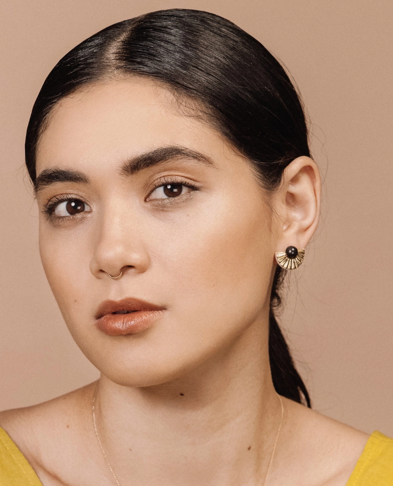 Gold Fan Stud Earrings