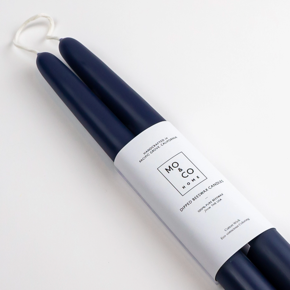 Midnight Blue Beeswax Taper Candles