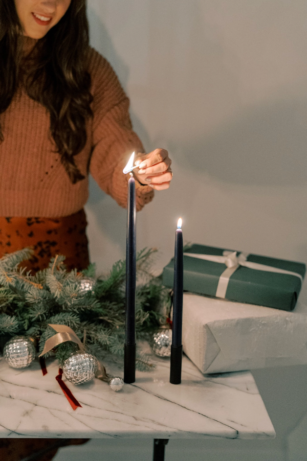 Midnight Blue Beeswax Taper Candles
