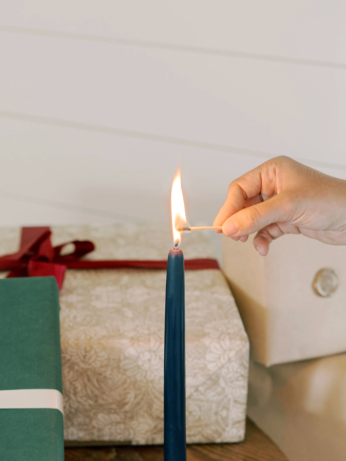 Midnight Blue Beeswax Taper Candles