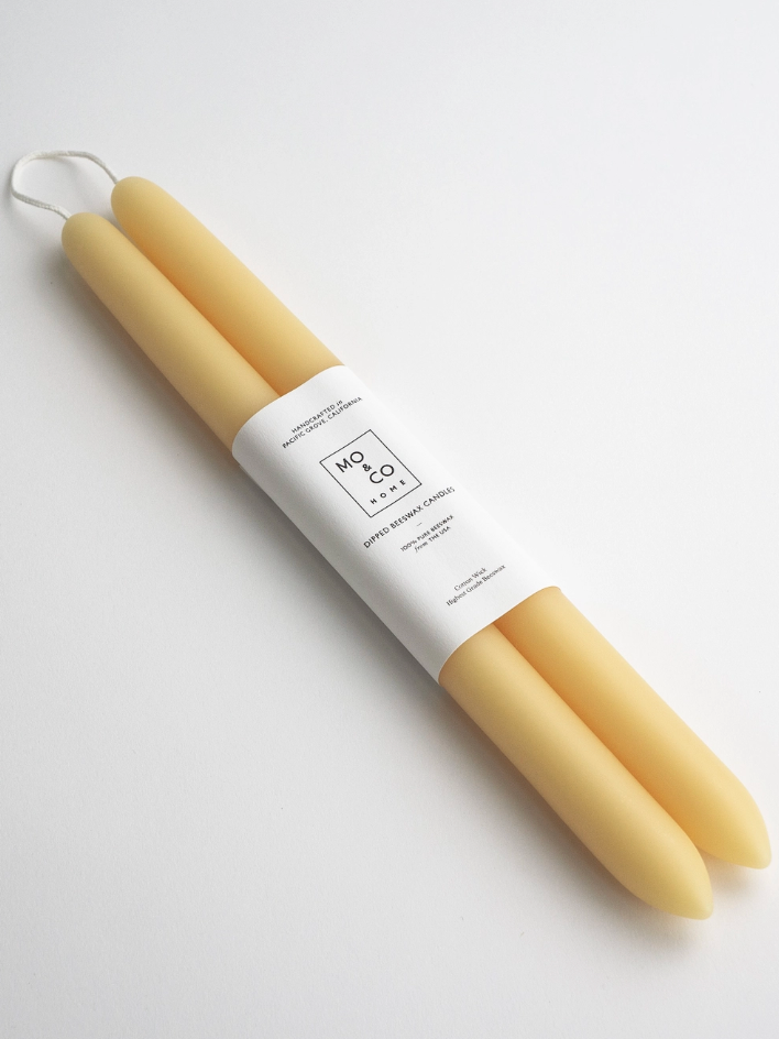 Natural Gold Beeswax Taper Candles