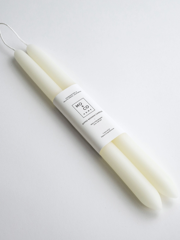 Natural White Beeswax Taper Candles