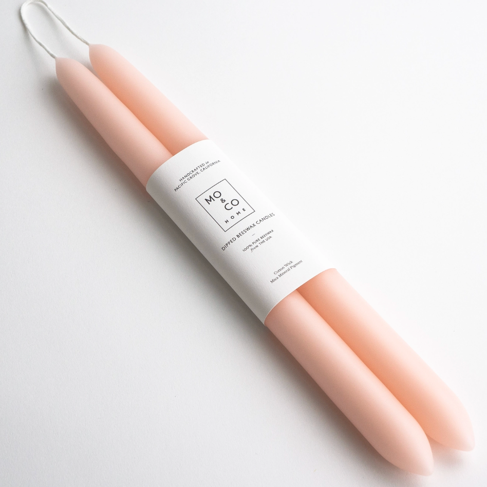 Pink Rose Beeswax Taper Candles