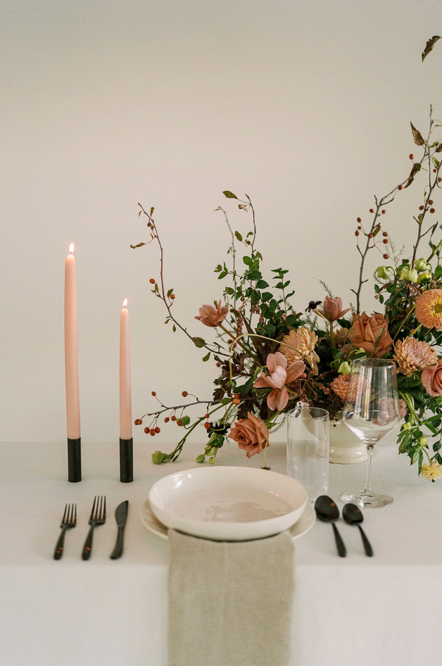 Pink Rose Beeswax Taper Candles