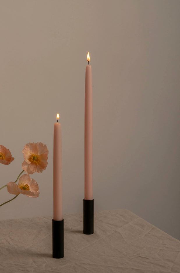 Pink Rose Beeswax Taper Candles