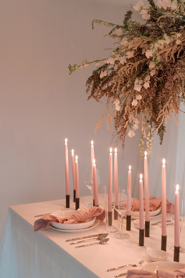 Pink Rose Beeswax Taper Candles