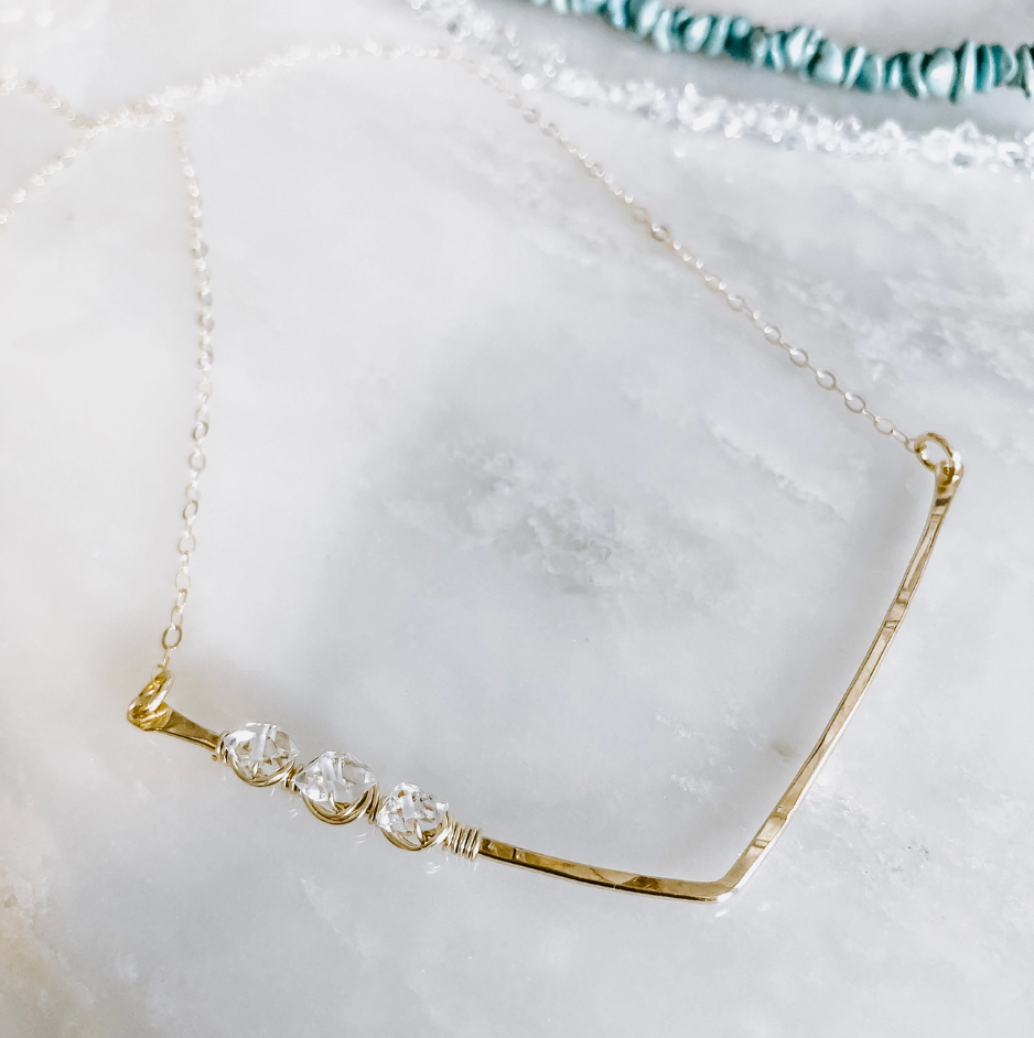 Herkimer Diamond Chevron Necklace
