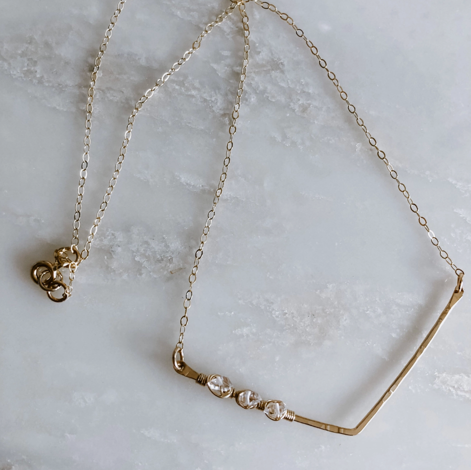 Herkimer Diamond Chevron Necklace
