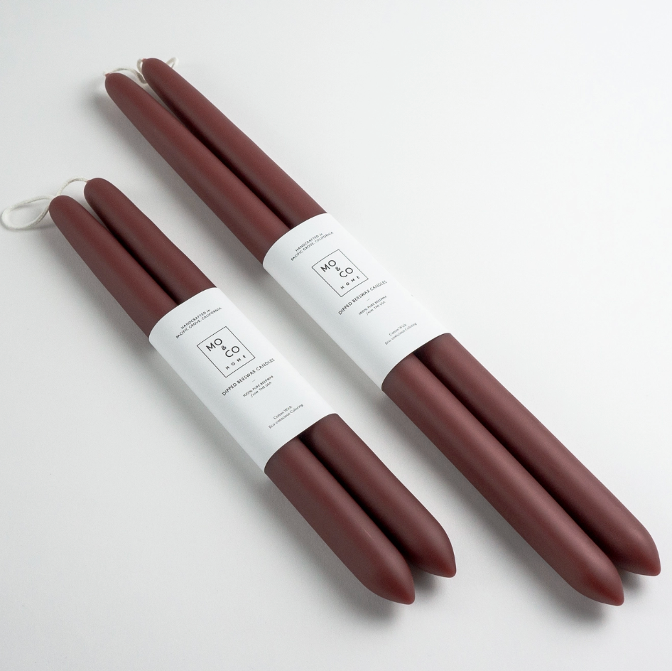 Burgundy Beeswax Taper Candles