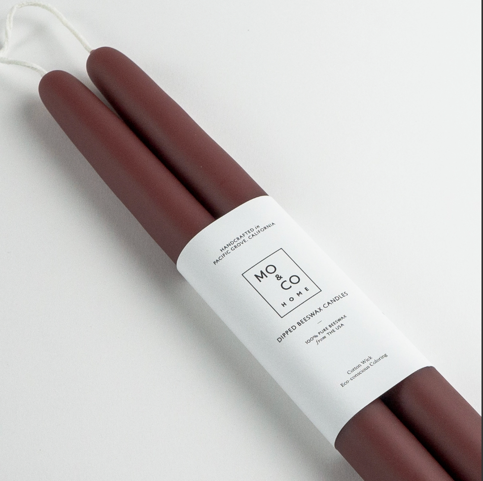 Burgundy Beeswax Taper Candles