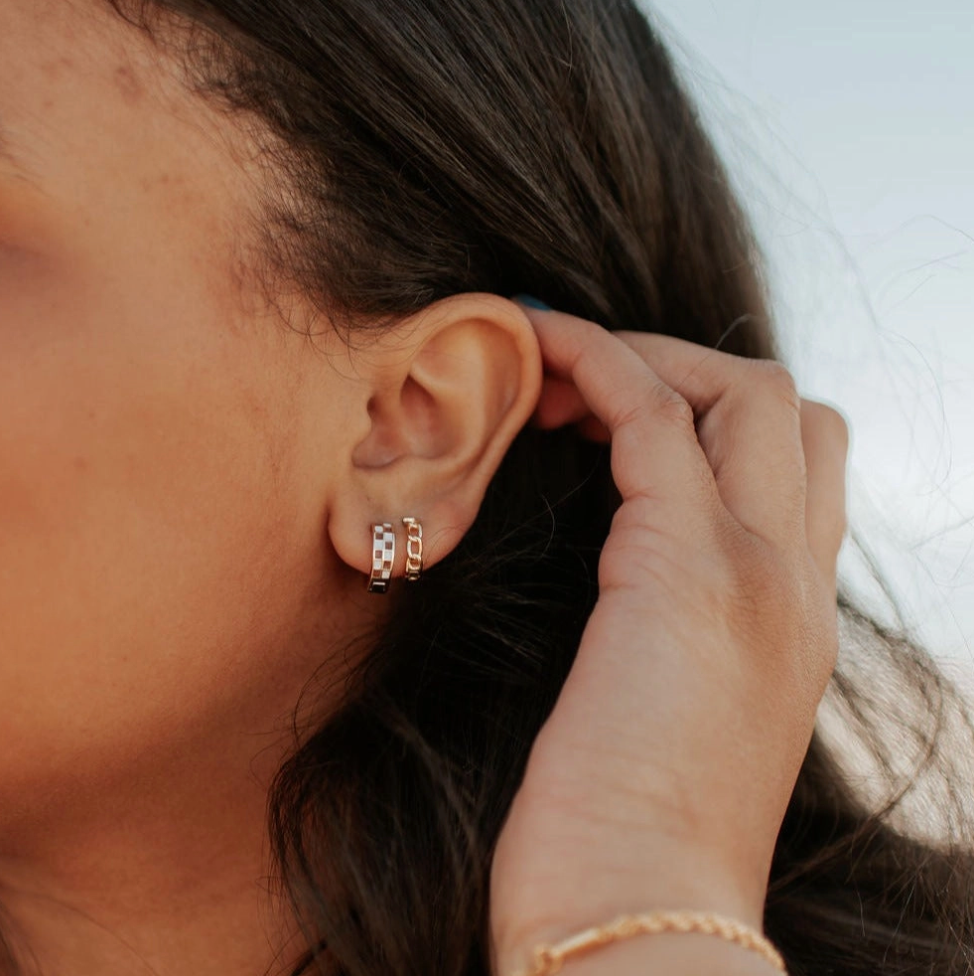 Brown & White Checkered Hoops