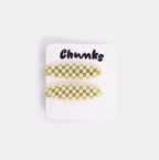 Allie Clips in Oval Olive Check