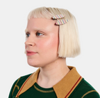 Allie Clips in Oval Vanilla Stripe