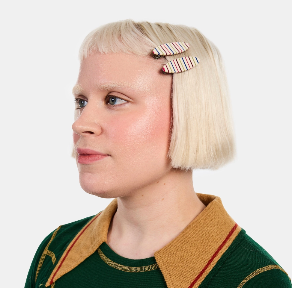 Allie Clips in Oval Vanilla Stripe