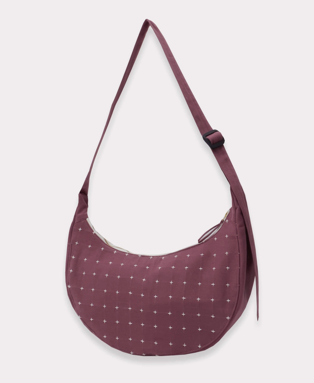 Berry Cross-Stitch Crescent Bag