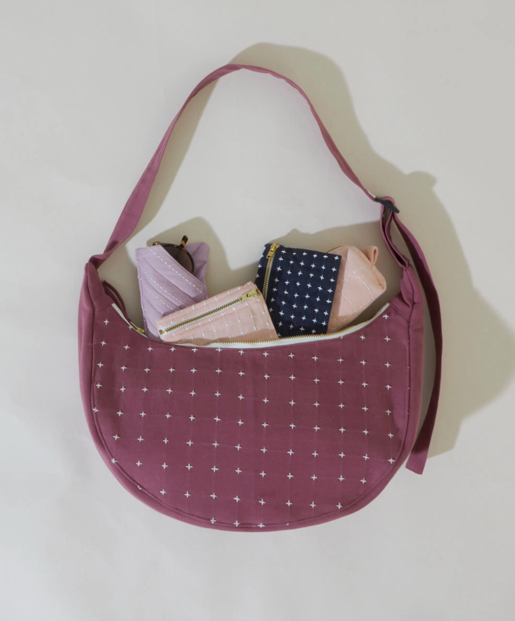 Berry Cross-Stitch Crescent Bag