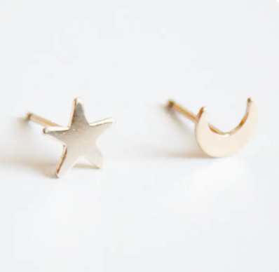 Moon & Star Stud Earrings