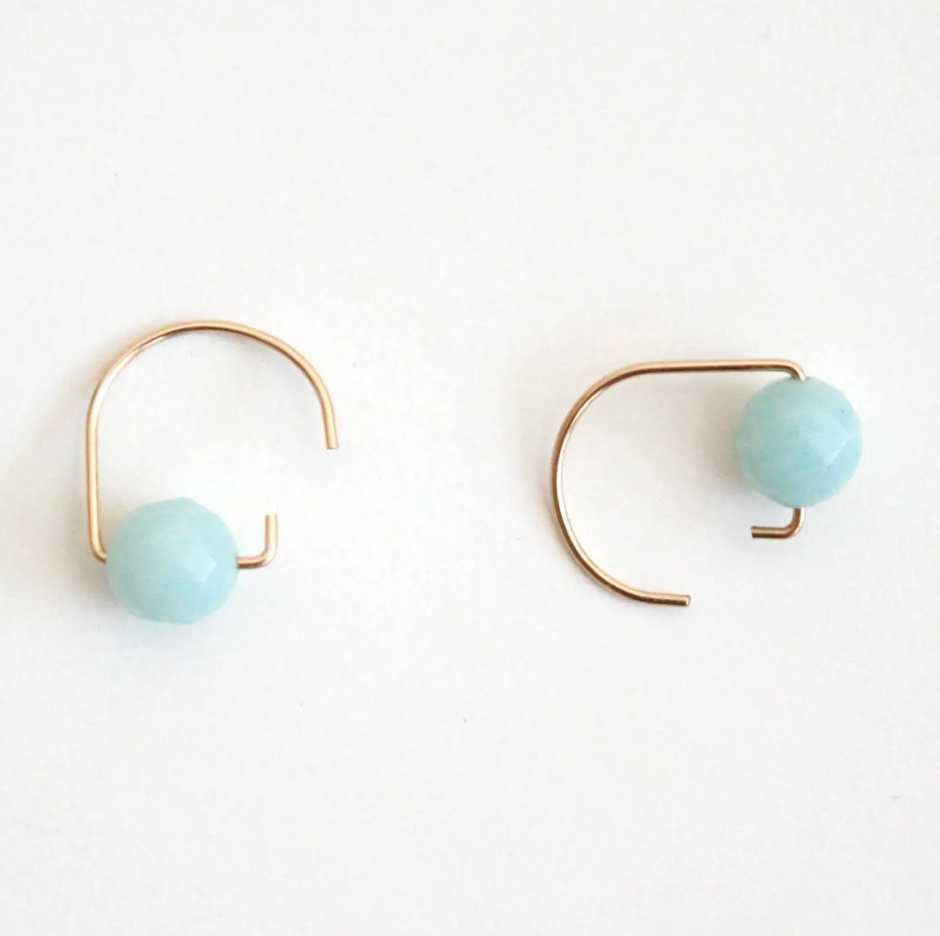 Amazonite Short Hook Stud Earrings