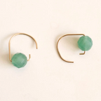 Green Aventurine Short Hook Stud Earrings