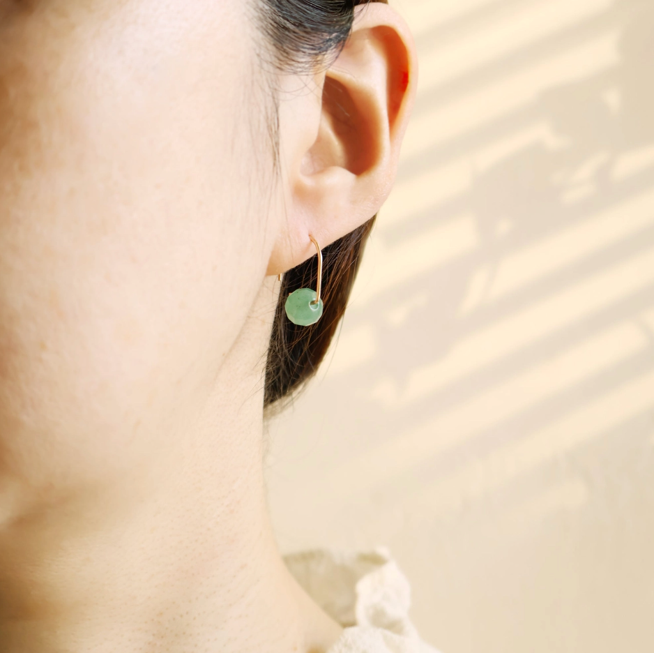 Green Aventurine Short Hook Stud Earrings