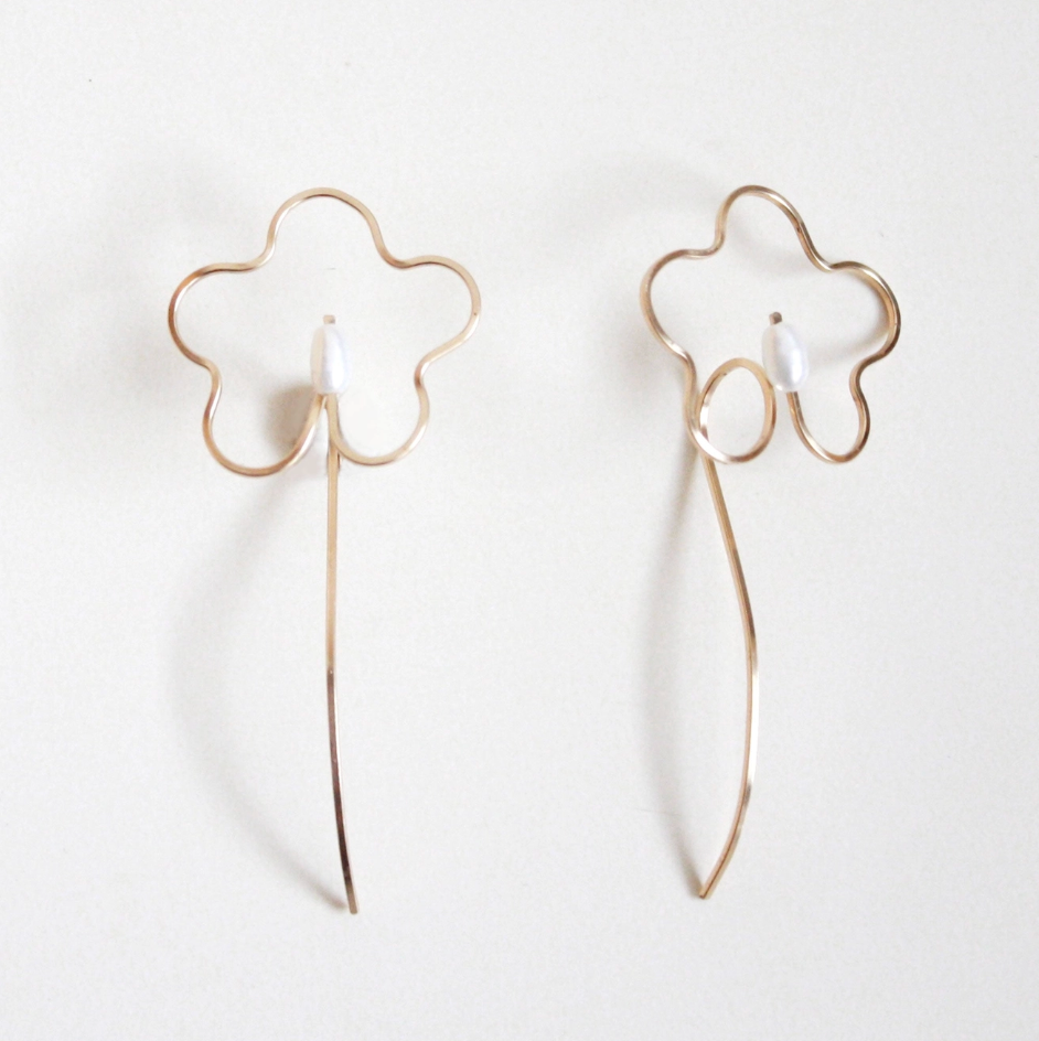 Flower Pearl Earrings, Large
