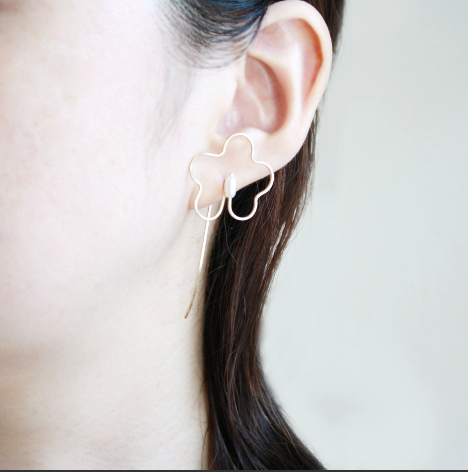 Flower Pearl Earrings, Large