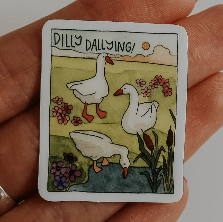 Dilly Dallying Geese Vinyl Sticker
