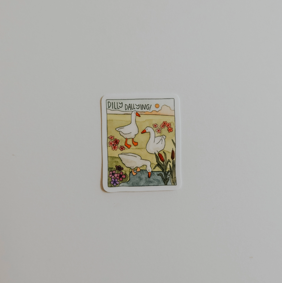 Dilly Dallying Geese Vinyl Sticker