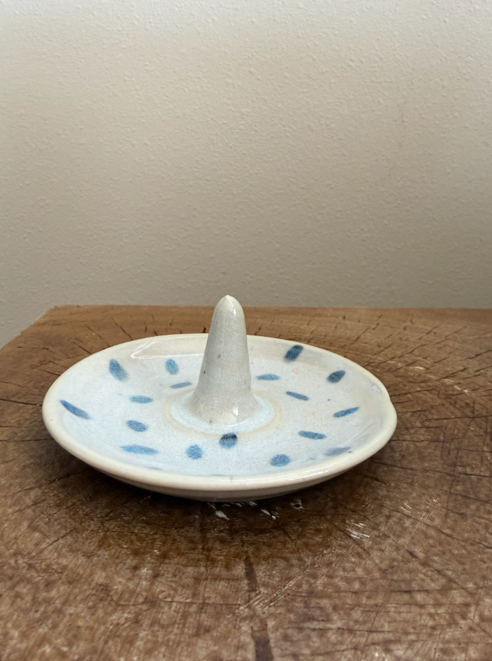 Blue Spotted Ring Tower Ring Dish