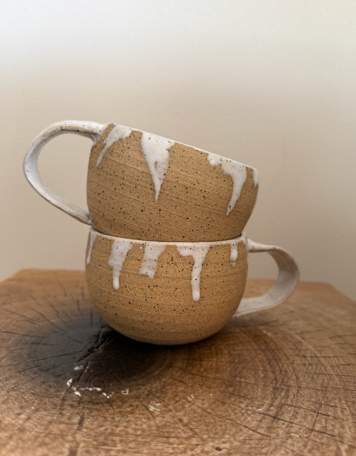 White Drippy Speckle Mugs