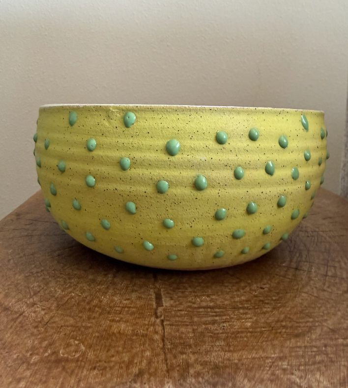 Lime Green Spotted Serving Bowl